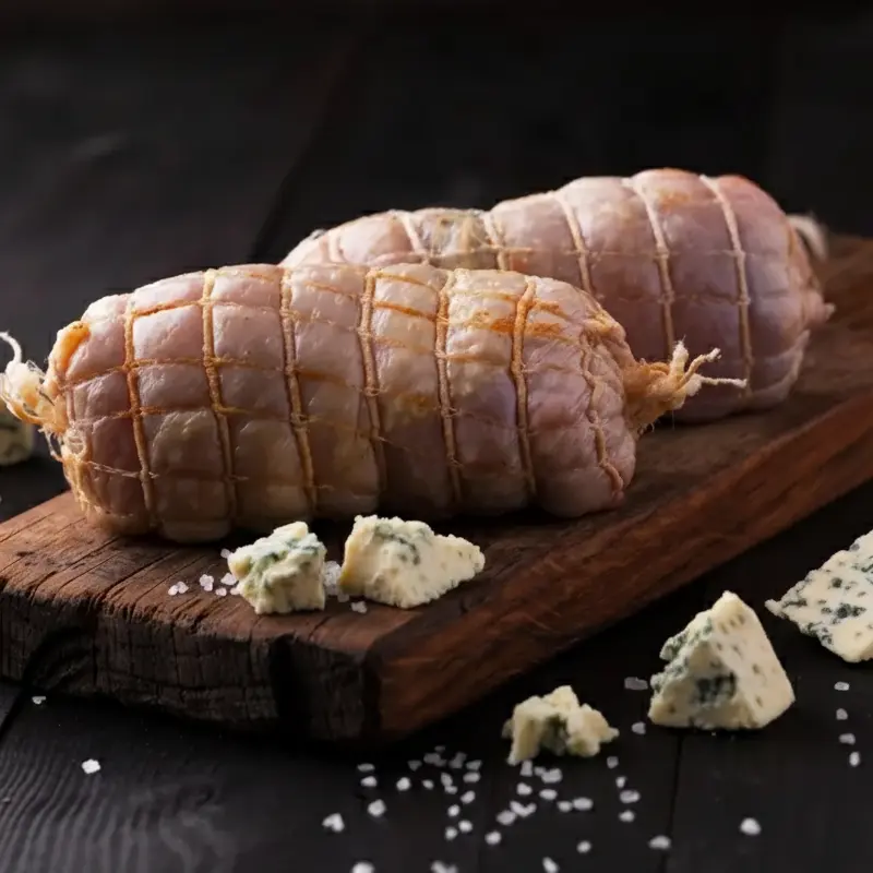 Arrollado de pollo con Roquefort 