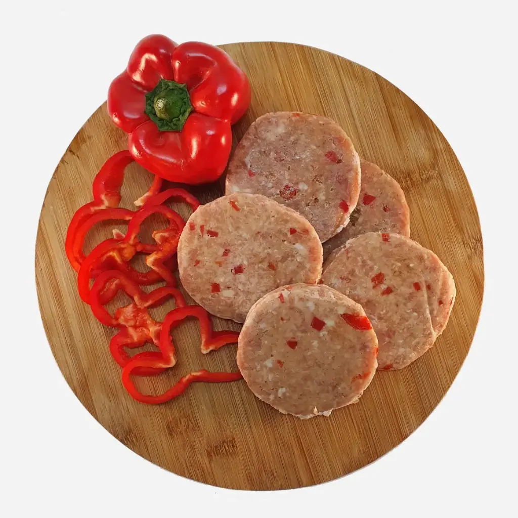 Hamburguesas pollo con morrón