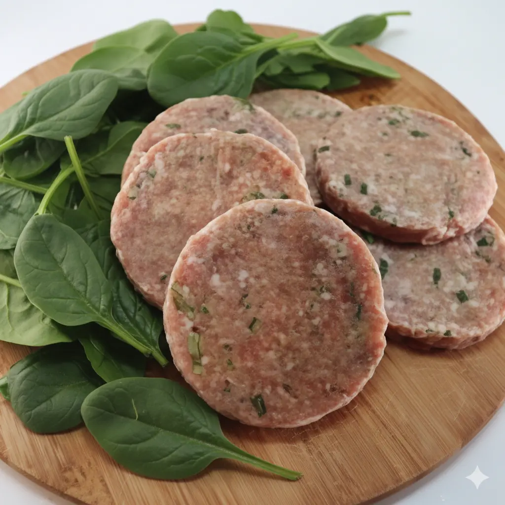 Hamburguesas pollo con espinaca